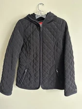 Esprit Black Quilted Hooded Coat- Size Small