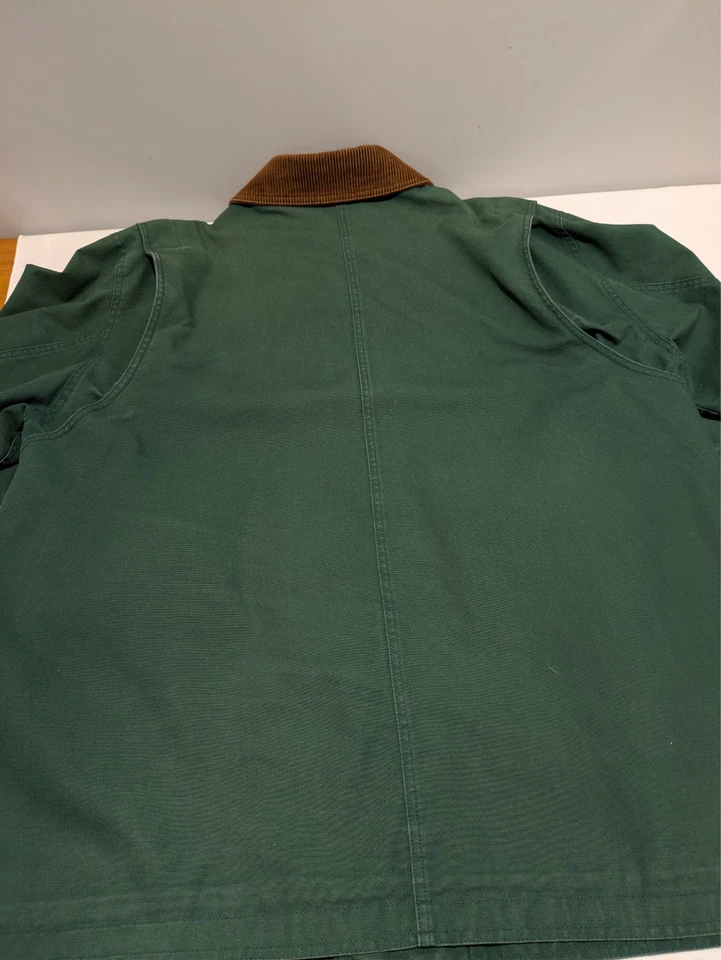 Lands End Green Barn Coat Mens XL Plaid Lined Corduroy Collar Canvas Chore. EUC. - Image 3 of 4