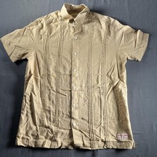 Scotch Soda Shirt Mens Small Beige Linen Blend Short Sleeve Button Up Casual