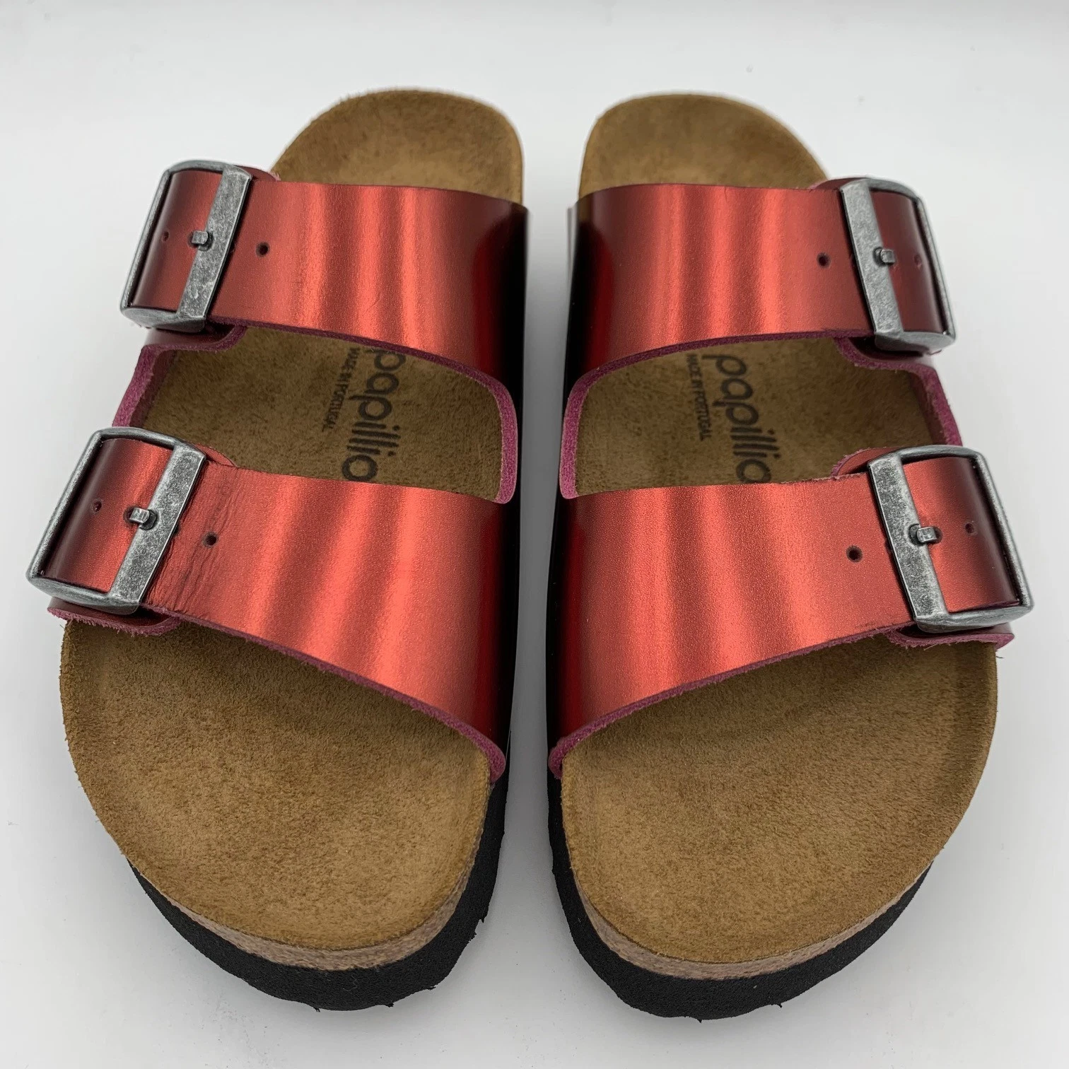 Birkenstock New w/ Box Arizona Pap Platform Metallic Dark Tourmaline Leather Nar