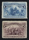 CKStamps: US Stamps Collection Scott#230 231 1c 2c Columbian Mint LH OG