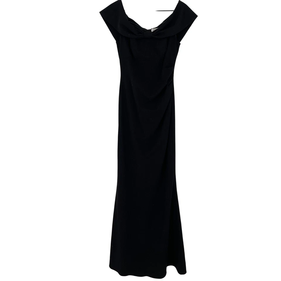 Eliza J Black Off Shoulder Ruched Mermaid Formal Gown Size 0 - Image 2 of 4