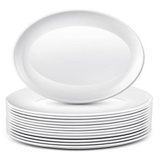 Dandat 12 Pcs Large Serving Platters Oval Trays White Plates Serving Dish for We