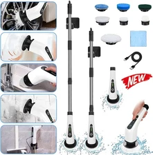 Electric Spin Scrubber Cordless Cleaning Brush w/ 7 Replaceable Brush Heads Mops