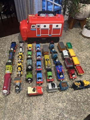 Thomas Chuggington Diecast Train engines and Cars Lot Of 34 Cars Plus Case