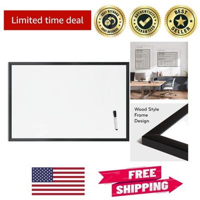 Magnetic Dry-Erase Board 36x24 with Elegant Black Wood Frame - Office Essential