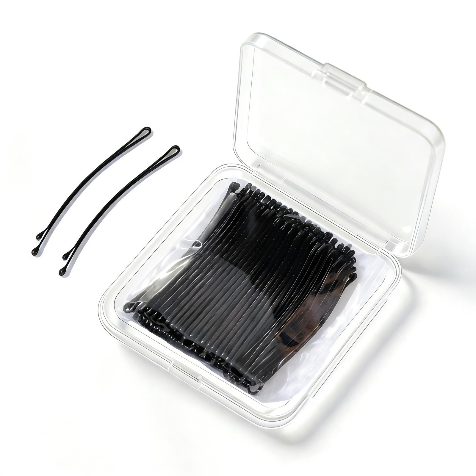 100PCS Curved Bobby Pins Large Flat Hair Pins Elegant Black Hair Clips for Wo...