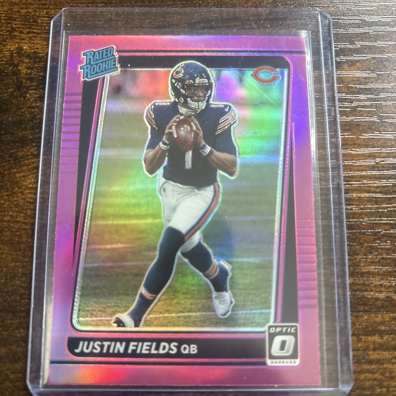 2021 Panini Donruss - Rated Rookie Justin Fields #P-253 Optic Holo Pink Preview 
