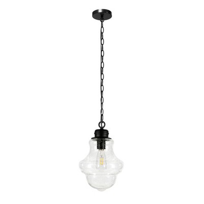 Hudson and Canal 9.13'' Wide Pendant with Glass Shade Blackened Bronze: UL