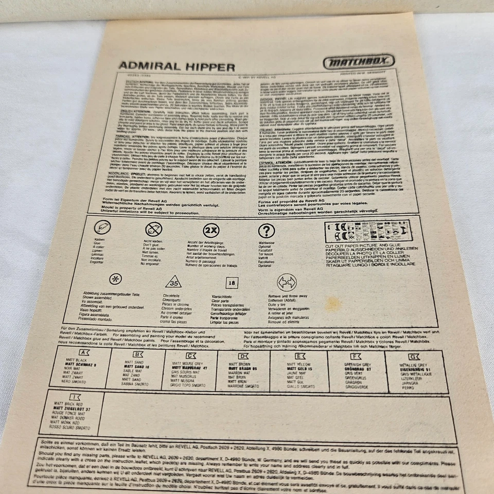 Matchbox Admiral Hipper Battleship 1/720 Scale Plastic Model Kit - Image 3 of 4