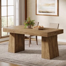 140cm Rectangular Dining Table Farmhouse Wooden Kitchen Table for 4-6 Person