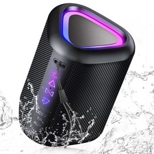Portable Bluetooth Speaker with Lights, Powerful Crystal Clear Sound, IPX7 Water