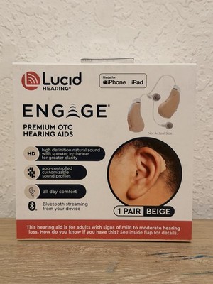 Lucid Engage Premium OTC Hearing Aids BEIGE New Sealed Bluetooth iPhone