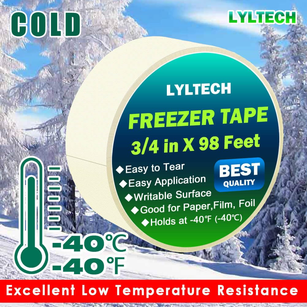 White Freezer Tape 5 Rolls -165 Yard,Writable Surface,Easy to Tear, Low Temperat