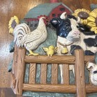 Vtg 1997 Home Interior Farmhouse chicken cow pig Wall hanging Decor Plaque farm — photo 3