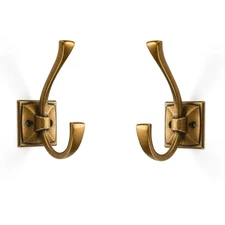 Large Wall Hooks 5 Pack Antique Brass Coat Hooks Hardware Towel Hooks for Han...