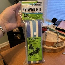 Vintage Arden Paradise Lawn Chair Webbing Re-Web Kit 30' X 3" Blue/Turq/White