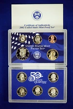 2002 Proof Set. Complete and Original in BLUE  mint paper box