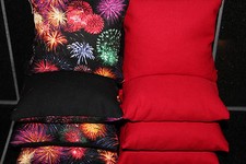 FIREWORKS 4TH OF JULY 8 CORNHOLE BEAN BAGS/ TOSS Top Quality Handmade