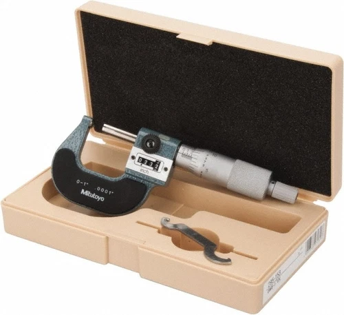 Mitutoyo 1" Max Measurement, 0.0001" Graduation, Spherical Face Micrometer Ac...