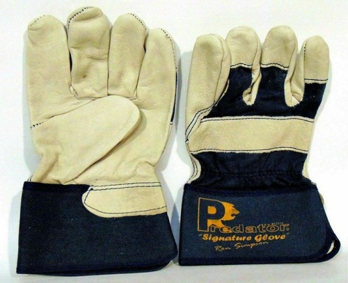 Cow Hide Rigger Work Gloves Size 10.5/XL Ivory Predator Signature Ron Simpson - Picture 3 of 3