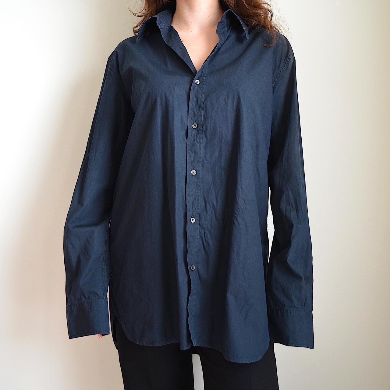 Camicia uomo Yves Saint Laurent blu navy abbottonata