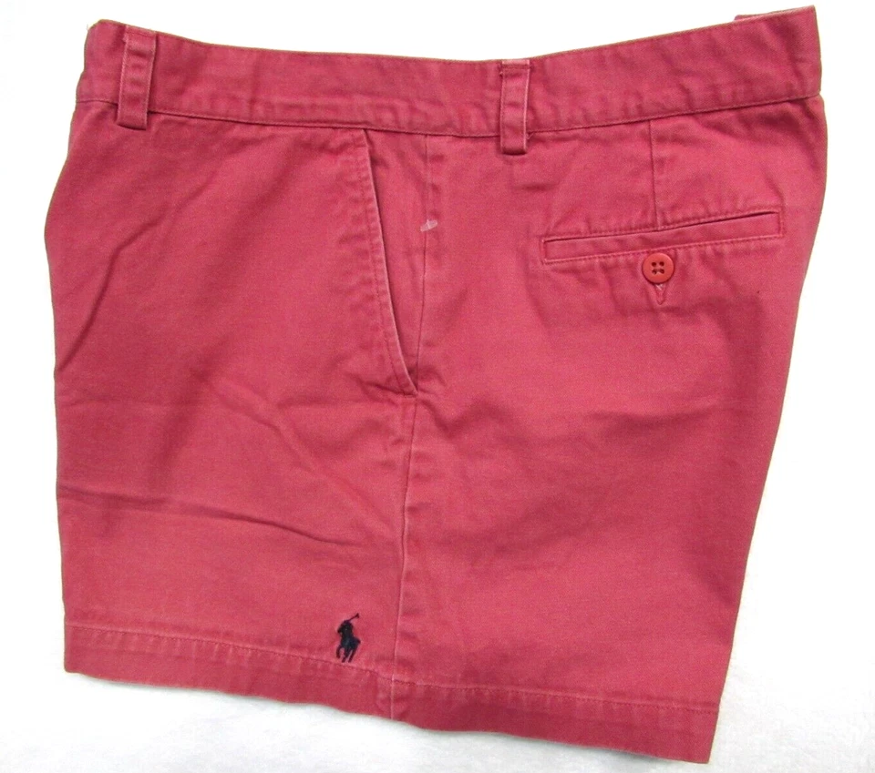 Ralph Lauren Mujer Talla 14 Rojo Algodón Lona 4 Bolsillos Informal Chino Corto 36x5 Foto 3 de 4