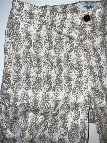 Pineapple Print Mens Shorts Size 32 Chino Tan And White Goodfellow Linden Short