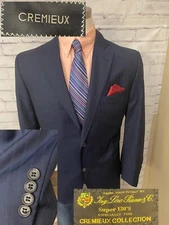 Cremieux Ing Loro Piana Italy 48L Blue Striped Sport Coat Blazer Jacket Suit