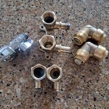 Lot of Used 1/2" Fittings Valves, couplings, adapters, PEX, SharkBite, ETC...