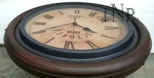 Victoria Station 1747 Handmade 12" Wooden Wall Clock for Home Decor Office Decor - Image 2 of 4