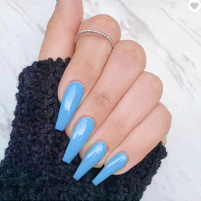 20pcs Baby Blue Long Ballerina Coffin Press On Nails with Glue