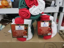 Washcloths Christmas Red Green White Cotton Wash Cloths 6 Pack Set 12x12 BEAUTY!