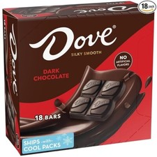 DOVE Candy Dark Chocolate Bars, Full Size, 1.44 Oz Pack of 18 Box