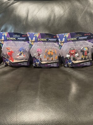 Sonic Prime:Lot Of 3 Amy & Robot Tails & Rouge Dr.Don t& Knuckles NIB