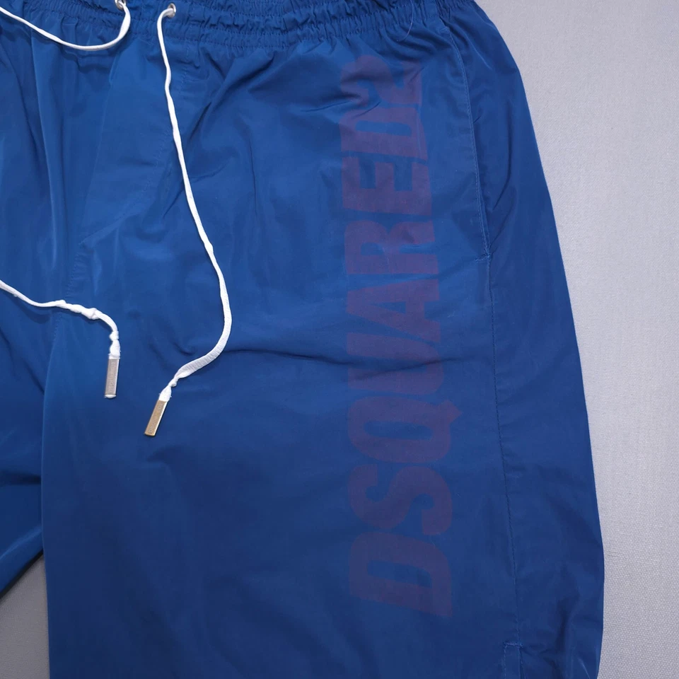 Dsquared2 Shorts mens size M blue logo print Swim Trunks lined drawstring beach - Image 2 of 4