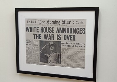 World War II is Over | Framed Reprint Newspaper | The
