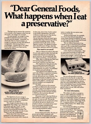 1977 PRINT AD Dear General Foods What happens when I Eat a Preservative?