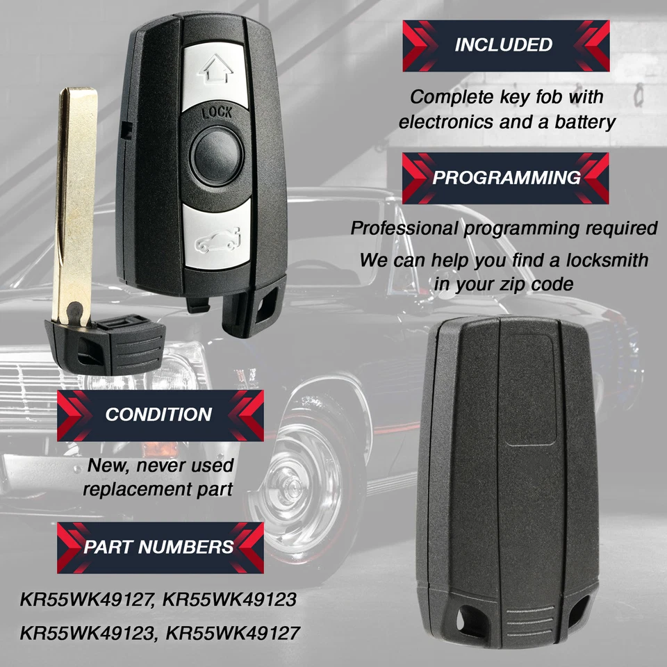 For 2009 2010 2011 BMW 328i xDrive 335d 528i 535i 530i Smart Car Remote Key Fob — 第 4/4 张图片