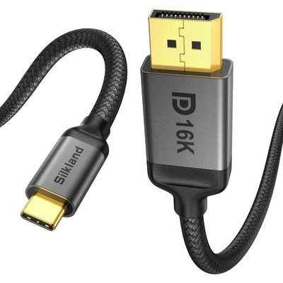 USB C to DisplayPort 2.1 Cable,[16K@30Hz 8K@120Hz 4K@240Hz] Display Port to U...