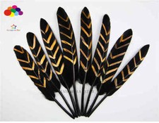 Gold Pattern Black Duck feather 6-8inch/15-20cm 100pcs carnival Diy costume mask