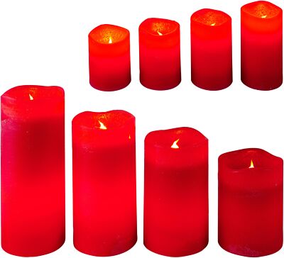 LED-Echtwachskerzen 8er Set rot - Neu