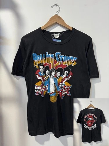 70s The Rolling Stones Rock & Roll American Tour T-S 1970s vintage concert t-shirt, vintage, size L, single stitch, B+ condition