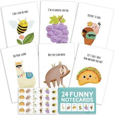 24 Funny Notecards and Envelopes Set - Blank Thinking of You Note Cards for K...
