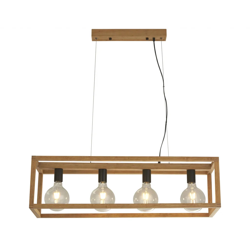 Ceiling Light Wood Square 4 Bar Searchlight 54741-4NA