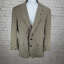 VTG Briar Brown Wool Check Premier Edition Blazer Sport Coat USA Made Size 40R