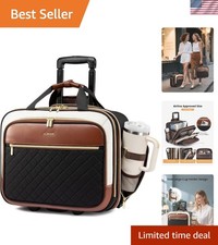 Rolling Laptop Bag Women, 17.3 Inch Laptop Briefcase with Wheels, Soft Sided ...