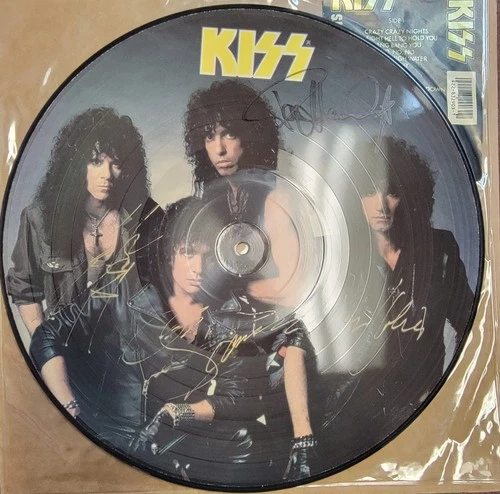 KISS Crazy Nights LTD ED PIC DISC USA LP AUTOGRAPHED / SIGNED By ALL w) HYPE