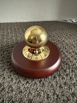 Brass & Wood Spinning Spin Roulette Chance Stock Predictor Paper Weight 3.75''D