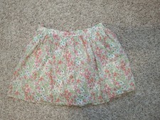 Made In USA 100% Cotton Floral Spring Mini Skirt Lily White Size Large